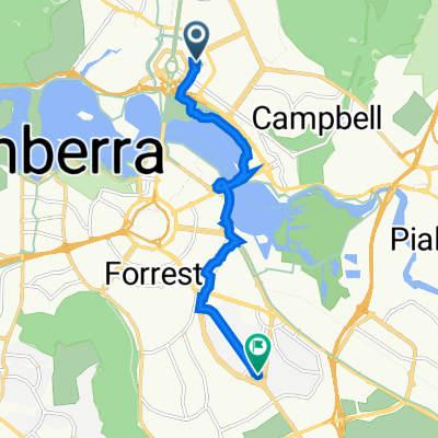 Route from 38 Akuna St, City