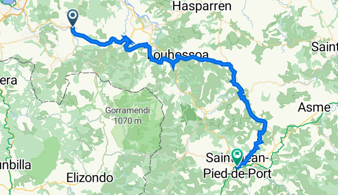 75 Chemin Karrika, Saint-Pée-sur-Nivelle naar 15 Place Charles de Gaulle, Saint-Jean-Pied-de-Port