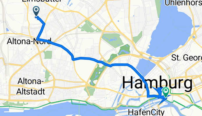 Langenfelder Straße 106, Hamburg to Oberbaumbrücke 1, Hamburg