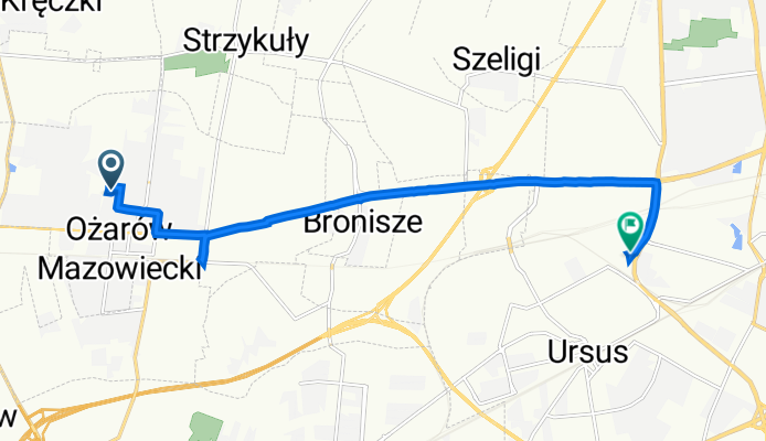 Wojciecha Korfantego 11A, Ożarów Mazowiecki do Pola Karolińskie 4, Warszawa