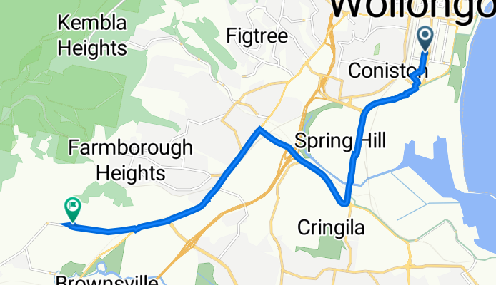 97 Kenny St, Wollongong to 104–124 West Dapto Rd, Kembla Grange