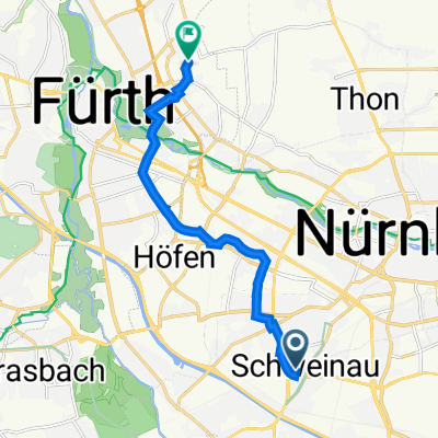Max-Ottenstein-Straße 1, Nürnberg nach Steinfeldweg 18, Fürth