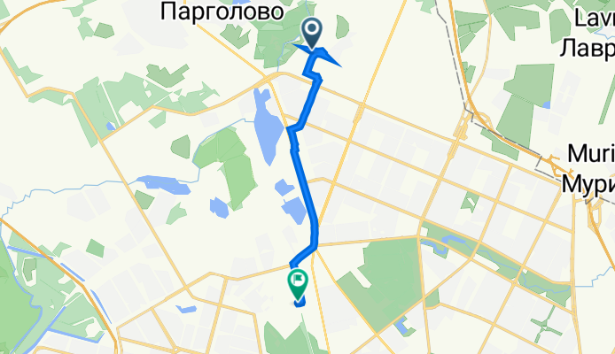 Заречная улица, 1–19, Санкт-Петербург до Фермское шоссе, 41 к2, Санкт-Петербург