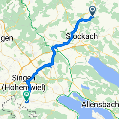 Lugenweg 12, Mühlingen naar Kirchäckerstraße 5, Rielasingen-Worblingen