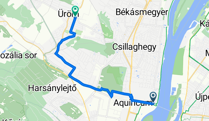 Nánási út 1., Budapest to Fő utca 7–37., Üröm