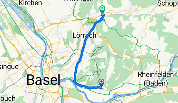 Rheinfelder Straße 1, Grenzach-Wyhlen nach Steinsack 18, Lörrach