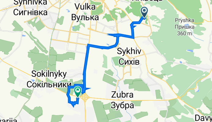 От вулиця Шафарика 12, Львів до Кільцева дорога 44, Солонка