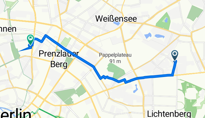 Genslerstraße 17B, Berlin to Milastraße 6, Berlin