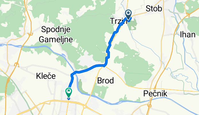 Regionalna Cesta 104, Trzin až Dunajska cesta 177, Ljubljana