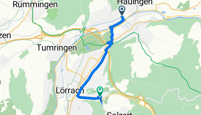 Hauinger Straße 70, Lörrach nach Ufhabiweg 4, Lörrach