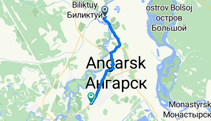 От Перевалочный переулок (мкр. Китой 15, Ангарск до улица 215 квартал 31С, Ангарск