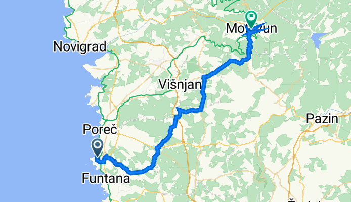 Zelena laguna 14, Poreč to Trg Andrea Antico 1, Motovun