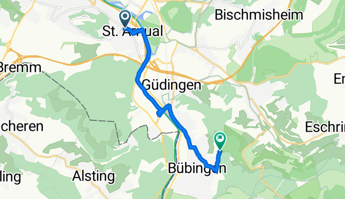 Feldstraße 2, Saarbrücken nach Hangweg 51, Saarbrücken