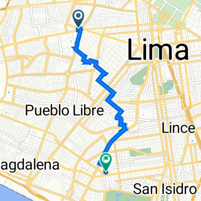 De Avenida República de Venezuela, Lima a Calle los Castaños 255, San Isidro