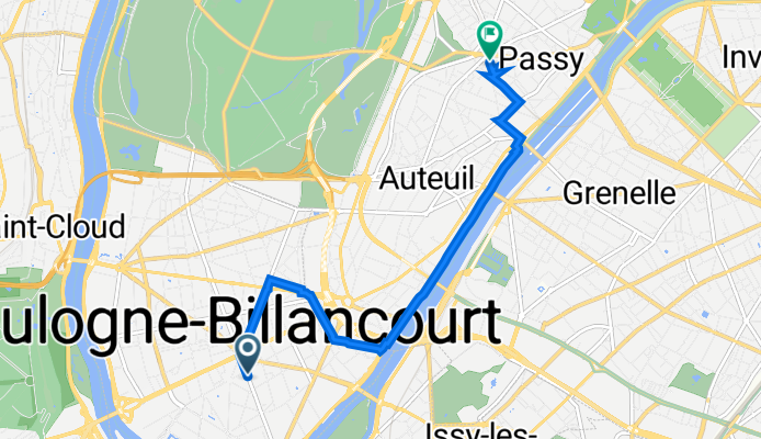 Boulevard Jean Jaurès 219bis, Boulogne-Billancourt naar Rue de Boulainvilliers 59, Paris