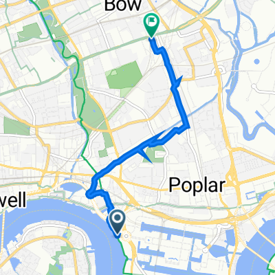 Thames Path, London to 1A Hamlet Court, Tomlin's Grove, London