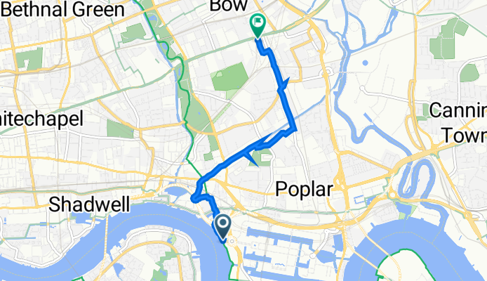 Thames Path, London to 1A Hamlet Court, Tomlin's Grove, London