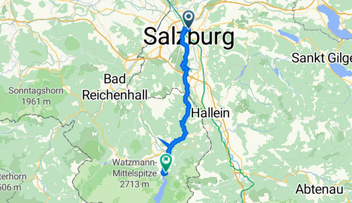 Südtiroler Platz 1, Salzburg nach Jennerbahnstraße 17, Schönau am Königssee