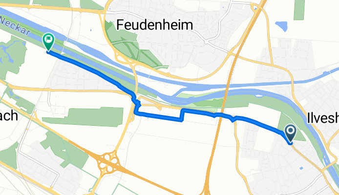 Seckenheimer Hauptstraße 189–191, Mannheim nach Hans-Reschke-Ufer 29–30, Mannheim