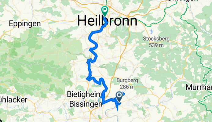 Bahnhof 5, Marbach am Neckar nach Im Zukunftspark 12, Heilbronn