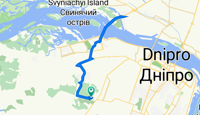 От Водіїв провулок 18, Дніпро до Вулиця без назви, Дніпро