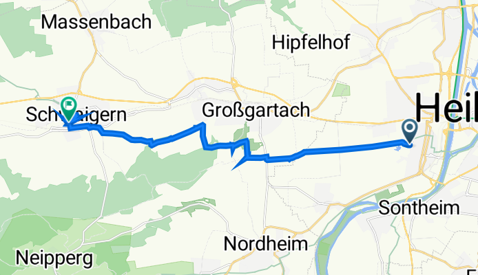 Fritz-Ulrich-Straße 43, Heilbronn nach Zeppelinstraße 40, Schwaigern