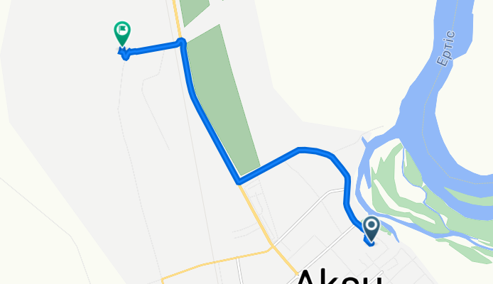 От улица Набережная 51, Аксу до Заводоуправление, Аксу