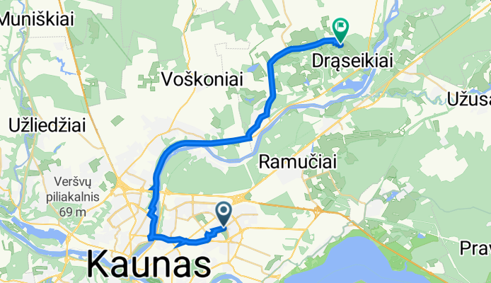 V. Krėvės prospektas 49, Kaunas to Drąseikių gatvė 70, Didžiosios Lapės