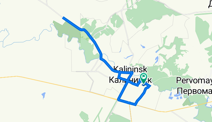 От Октябрьский проезд 7, Калининск до Октябрьский проезд 6, Калининск