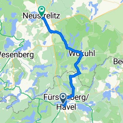 Steinförder Straße 20, Fürstenberg/Havel nach Tiergartenstraße 15, Neustrelitz