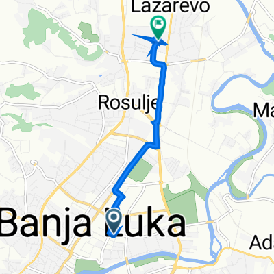Vojvode Radomira Putnika 11, Banja Luka to Knjaza Miloša 65, Banja Luka