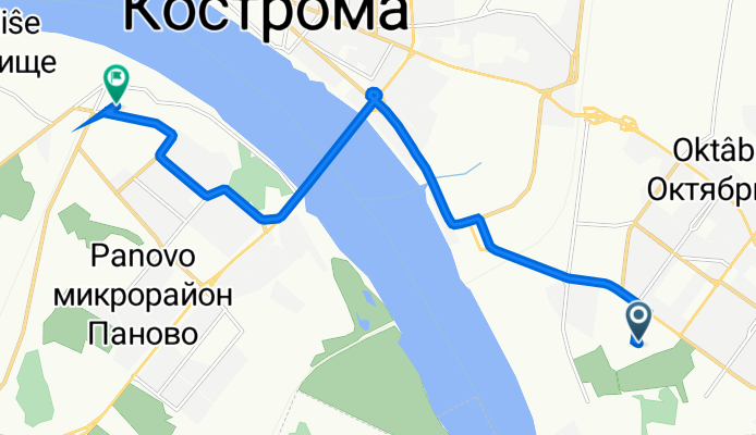 От Кострома до переулок Крайний 6, Кострома