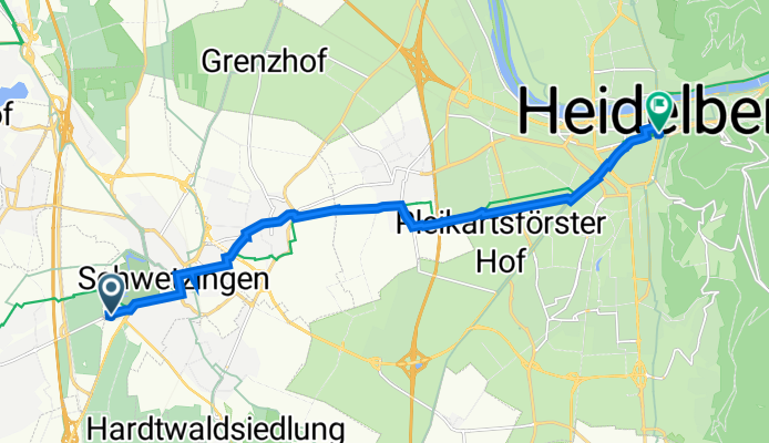 Ketscher Landstraße 11, Schwetzingen naar Gaisbergstraße, Heidelberg