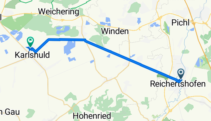 Baarer Straße 2B, Reichertshofen nach Erlenweg 3, Karlshuld