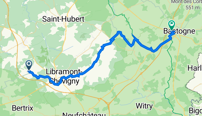 Rue d'Anloy 70, Libin nach Rue de Marche 148, Bastogne