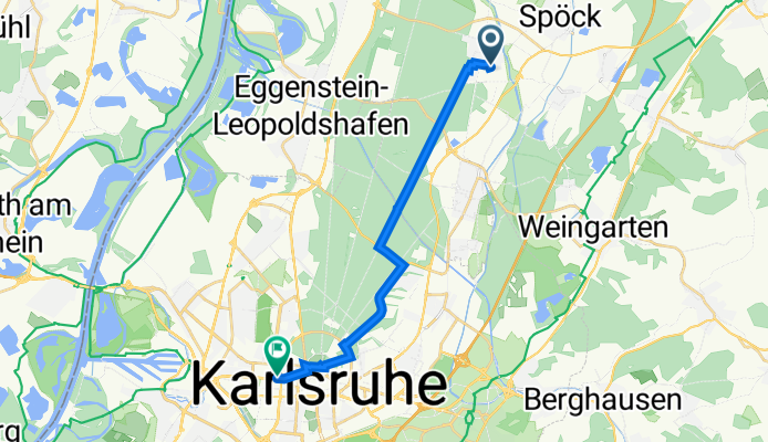 Berliner Allee 20, Stutensee nach Südliche Hildapromenade, Karlsruhe