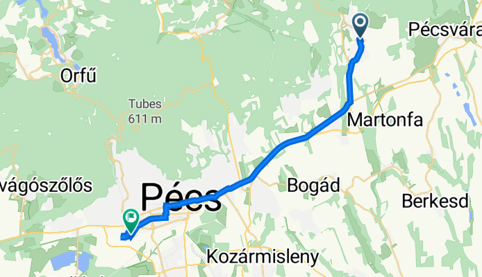 Fő utca 48., Hosszúhetény to Hóvirág utca 34., Pécs