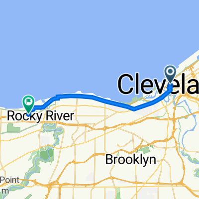 1 W Lakeside Ave, Cleveland to 1016 Wagar Rd, Rocky River