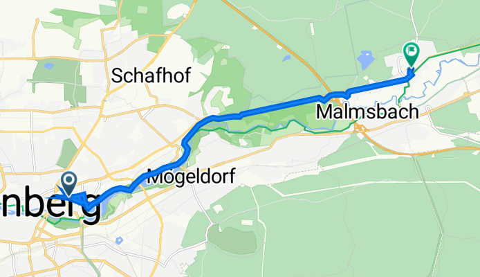 Georg-Strobel-Straße 13, Nürnberg nach Laufer Straße 19, Schwaig bei Nürnberg