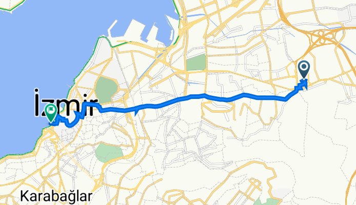 Kemalpaşa Caddesi 285/3 naar Kent Tarihi Park İçi Yolu 2