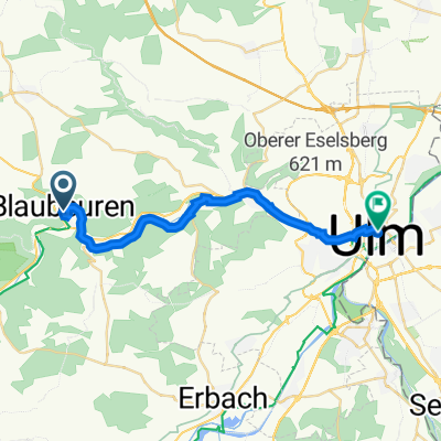 Karlstraße 25, Blaubeuren nach Olgastraße 114, Ulm