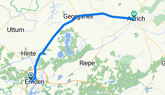 Bahnhofsplatz 11, Emden nach Burgstraße 56, Aurich