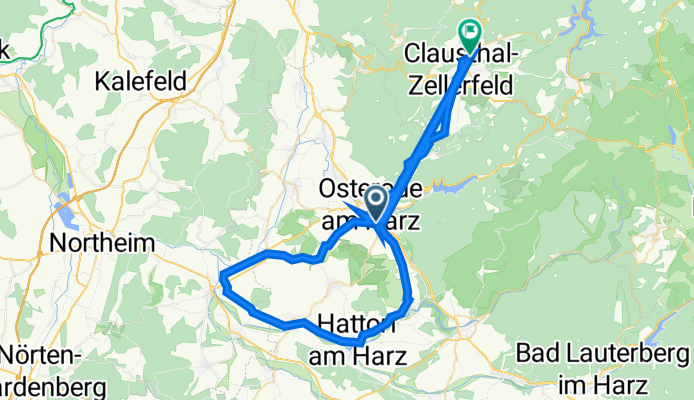 Bergstraße 2, Osterode am Harz nach Siebensternweg 7, Clausthal-Zellerfeld