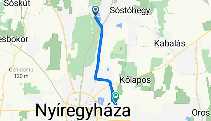 Sóstógyógyfürdő, Nyíregyháza to Fazekas János tér 15., Nyíregyháza