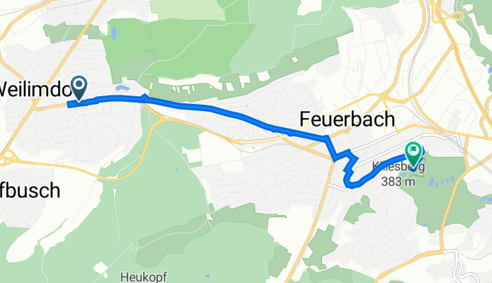Pforzheimer Straße 326, Stuttgart nach Beim Höhenfreibad 37, Stuttgart