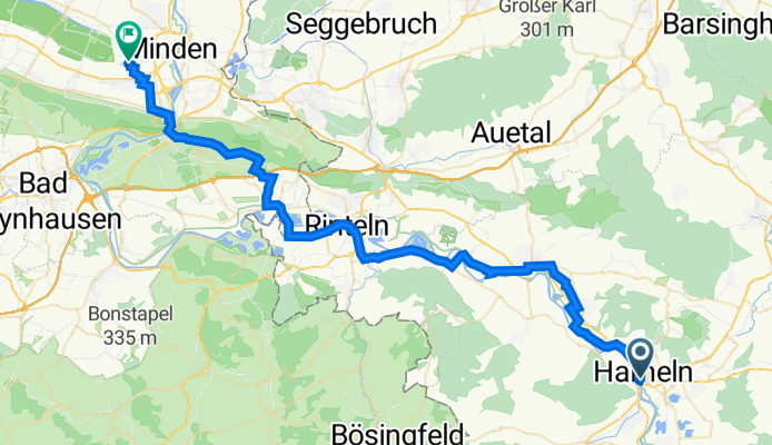 Münsterwall 2, Hameln nach Wettinerallee 50, Minden