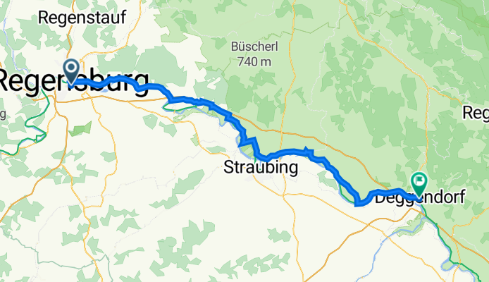 D.-Martin-Luther-Straße 2, Regensburg to Bahnhofstraße 13, Deggendorf