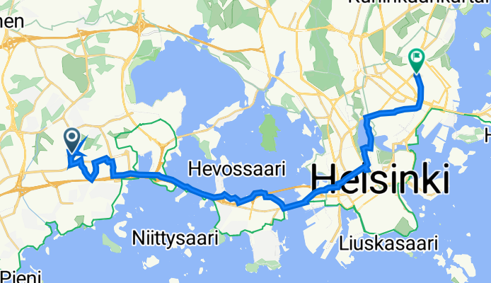 Tapiola, Espoo to Hämeentie 92, Helsinki