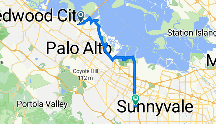 755 Hamilton Ave, Menlo Park to Stevens Creek Trail, Mountain View