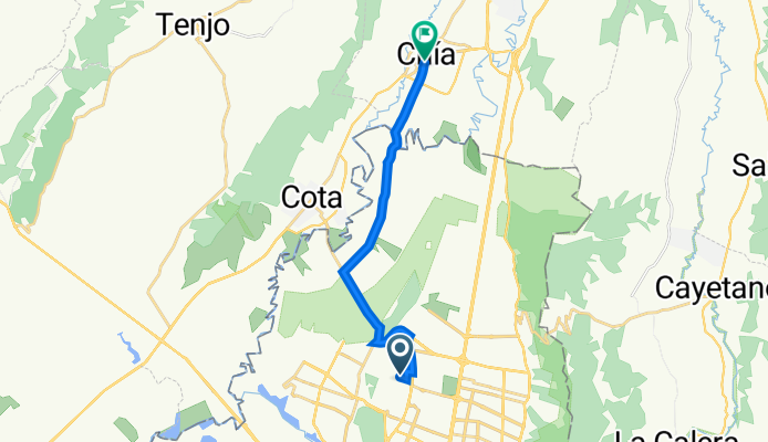 De Calle 160 74, Bogotá a Carrera 10 933, Chía